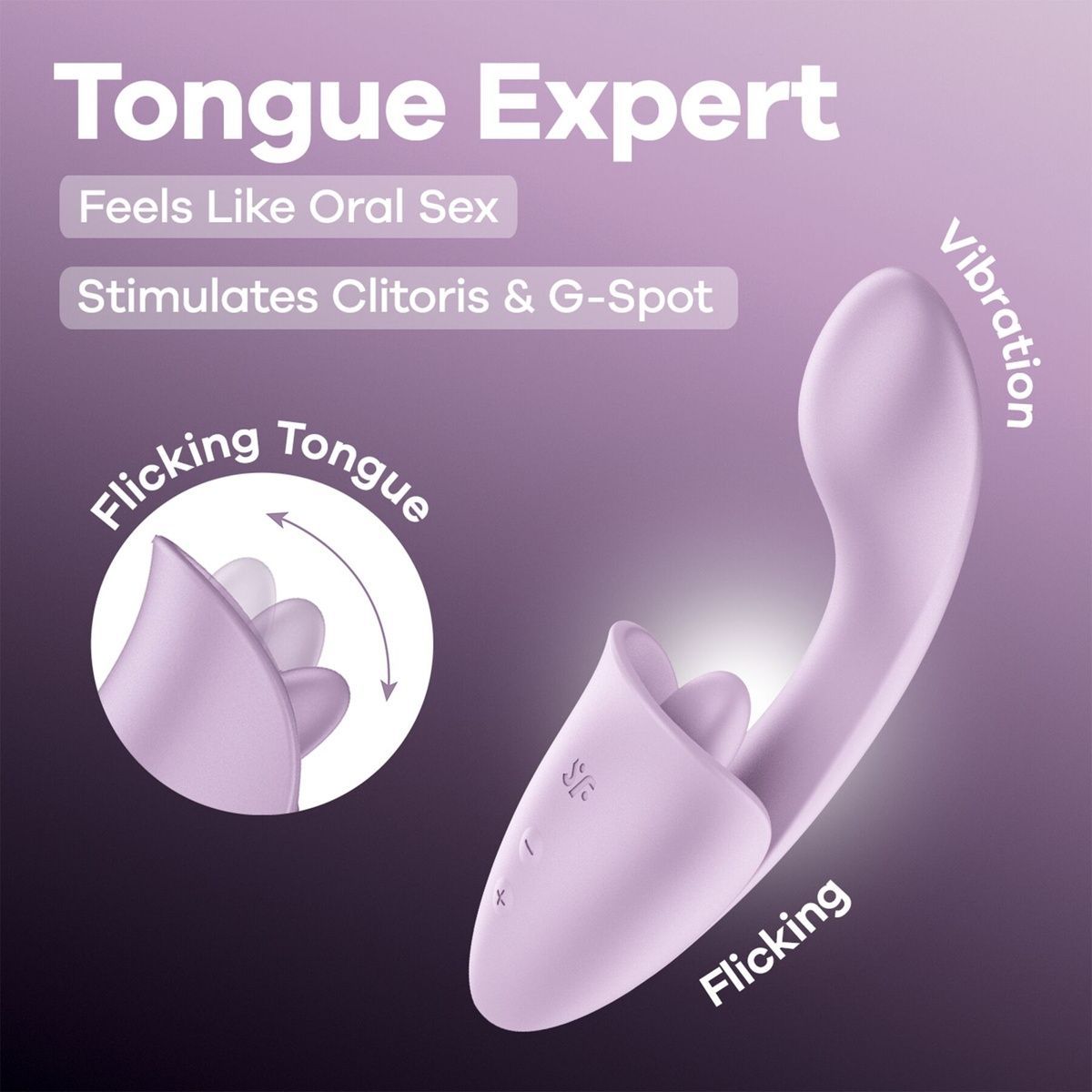 Вагинально-клиторальный вибратор Satisfyer Tongue Expert с язычком, имитация куннилингуса
