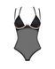 Прозоре боді Obsessive Selinne teddy Black, дрібна сітка, подвійні бретелі, XS/S