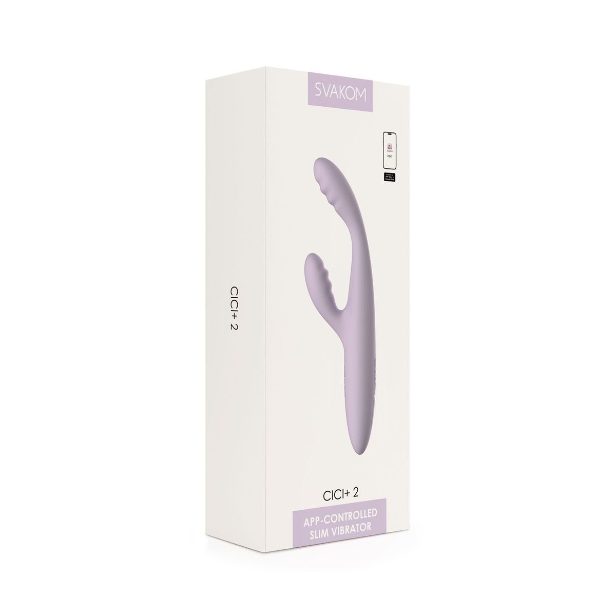 Тонкий кролик-вібратор Svakom Cici+ 2 Lilac, керування зі смартфона, підігрів до 38 &deg;C