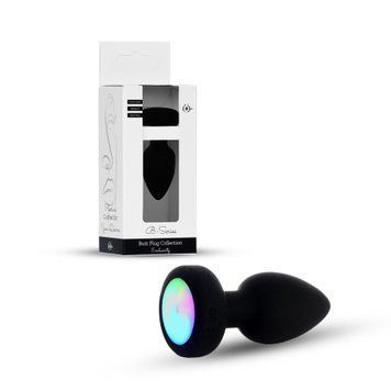 Анальна вібропробка Silicone Black Plug Disco Flashlight, d 3.7 см