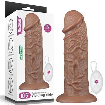 Реалистичный фаллоимитатор с вибрацией LoveToy King-Sized Realistic Chubby Vibrating Dildo 10.5" Brown