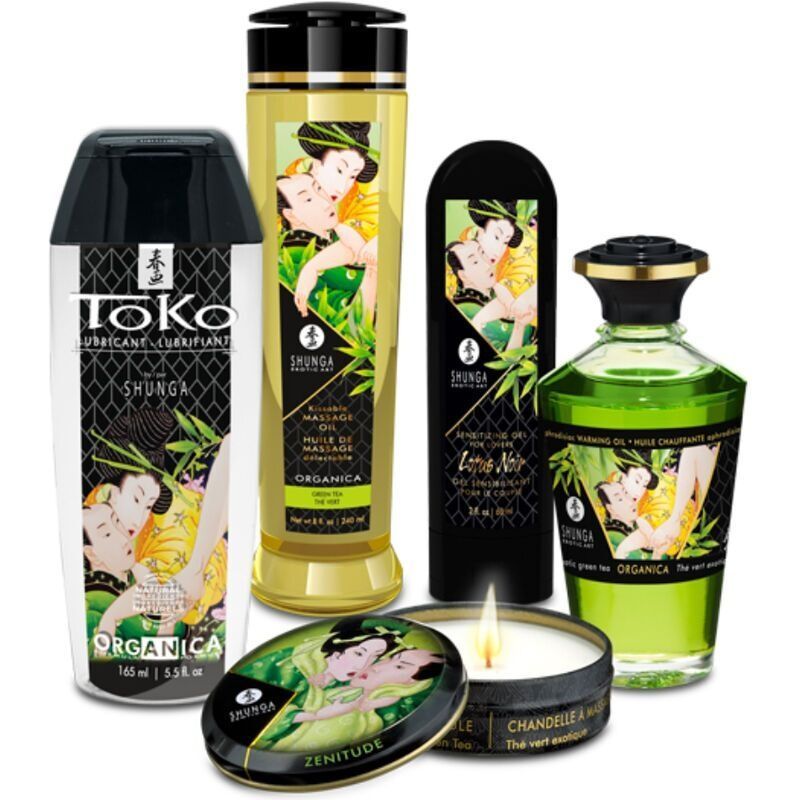 Подарунковий набір Shunga Garden of Edo, 5 засобів для масажу та пестощів, аромати зеленого чаю та лотоса