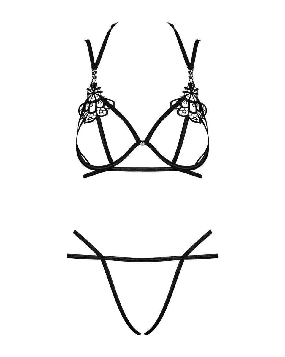 Еротичний комплект зі стреп Obsessive Badossa 2-pcs set L/XL, чорний, з доступом