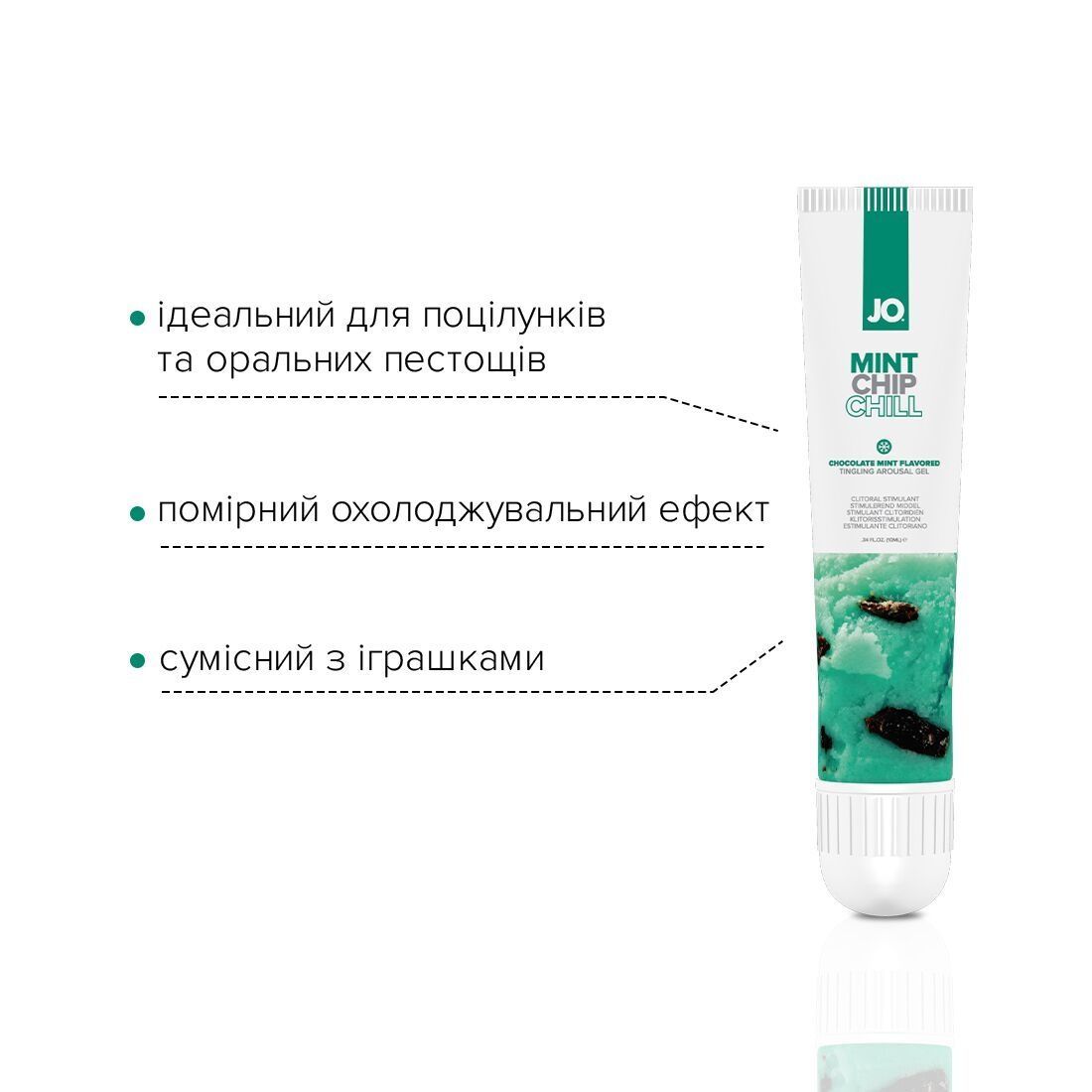 Гель для клитора JO &mdash; Mint Chip Chill (10 мл), можно для поцелуев, вибрация с охлаждением