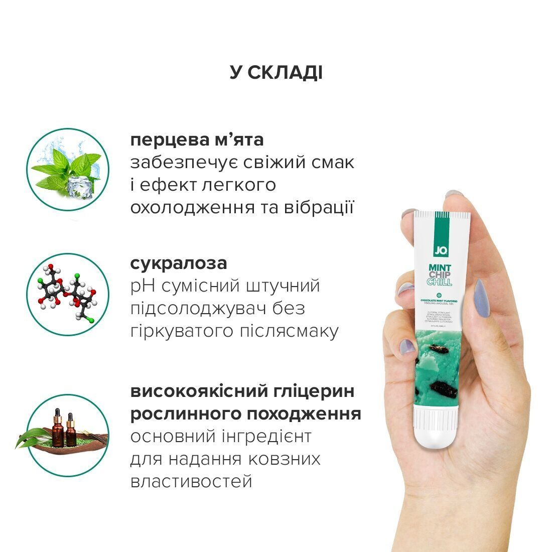 Гель для клитора JO &mdash; Mint Chip Chill (10 мл), можно для поцелуев, вибрация с охлаждением