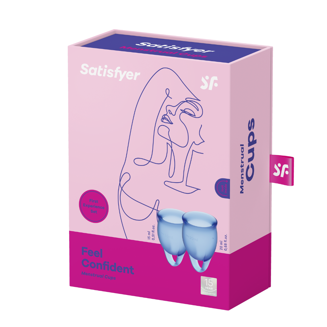 Набор менструальных чаш Satisfyer Feel Confident (dark blue), 15мл и 20мл, мешочек для хранения