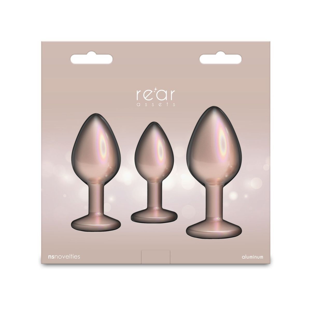Набор анальных пробок NS Novelties Rear Assets - Trainer Kit - Iridescent Champagne - Clear Gem
