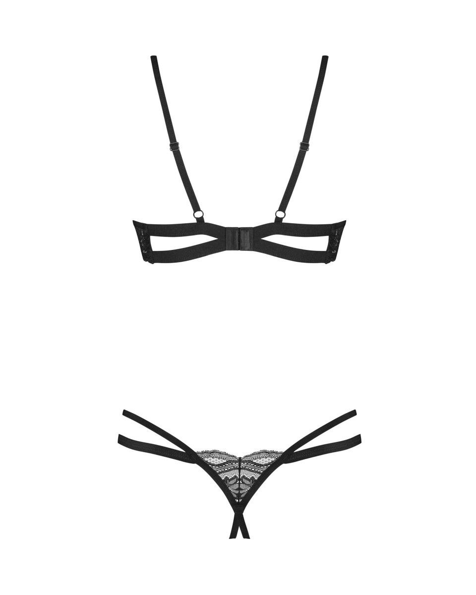 Комплект Obsessive Nutris 2-pcs crotchless set, лиф с открытыми чашками, трусики с доступом, XS/S