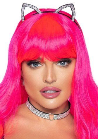 Набор кошечки Leg Avenue Cat ear headband and choker, чокер и ушки, украшен стразами