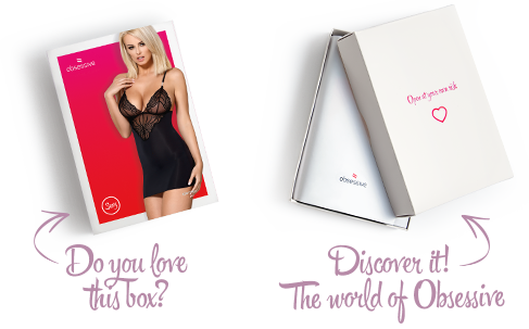 Сатиновий комплект для сну з мереживом Obsessive 828-CHE-1 chemise & thong, чорний, сорочка, стр, S/M