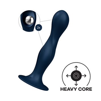 Дилдо Satisfyer Double Ball-R Dark Blue, унисекс, подвижные шарики внутри, на присоске