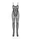 Бодистокинг Obsessive Bodystocking F213, имитация кружевного боди и резинки для чулок, S/M