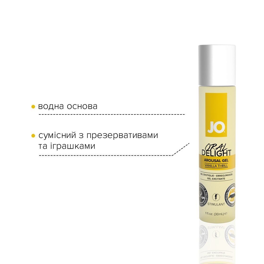 Гель для оральных ласк JO Oral Delight Vanilla Thrill (30 мл), эффект холод-тепло