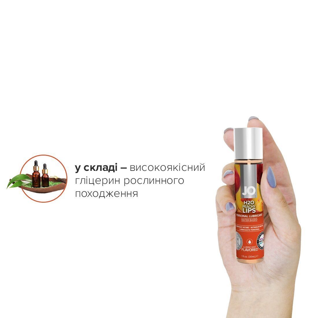 Смазка на водной основе JO H2O &mdash; Peachy Lips (30 мл) без сахара, растительный глицерин