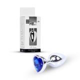 Анальная пробка Jewellery Silver Heart PLUG Dark Blue, 2,7 см