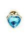Анальная пробка Jewellery Gold Heart Plug Light Blue, 2,7 см