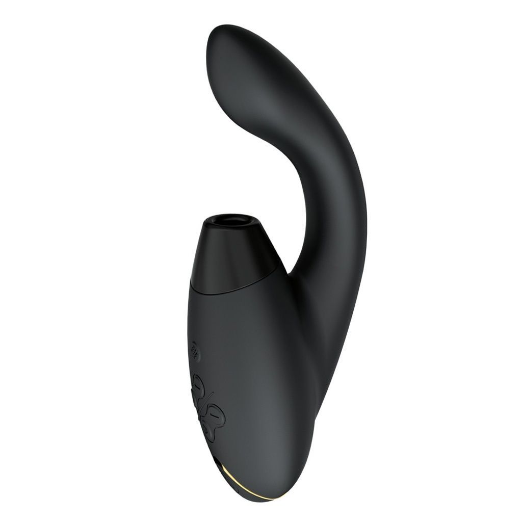 Двойной вакуумный клиторальный стимулятор с вибрацией Womanizer Duo 2 - Black, независимые моторы