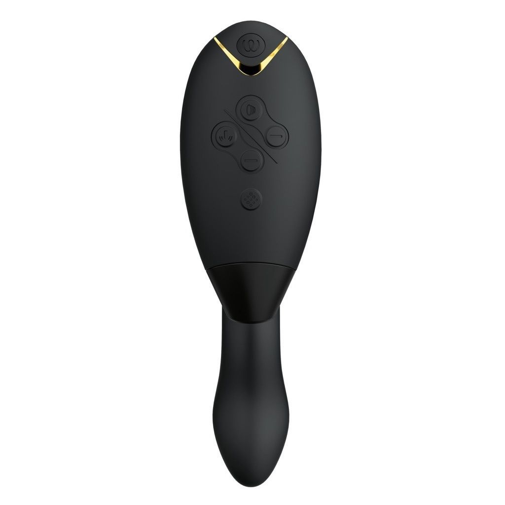 Двойной вакуумный клиторальный стимулятор с вибрацией Womanizer Duo 2 - Black, независимые моторы
