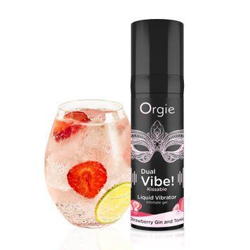 Жидкий вибратор Orgie Dual Vibe! Strawberry Gin & Tonic Kissable Liquid Vibrator, 15 мл