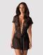 Пеньюар Obsessive Alluria peignoir & thong, прозрачный, с кружевом, пояс, трусики в комплекте, S/M