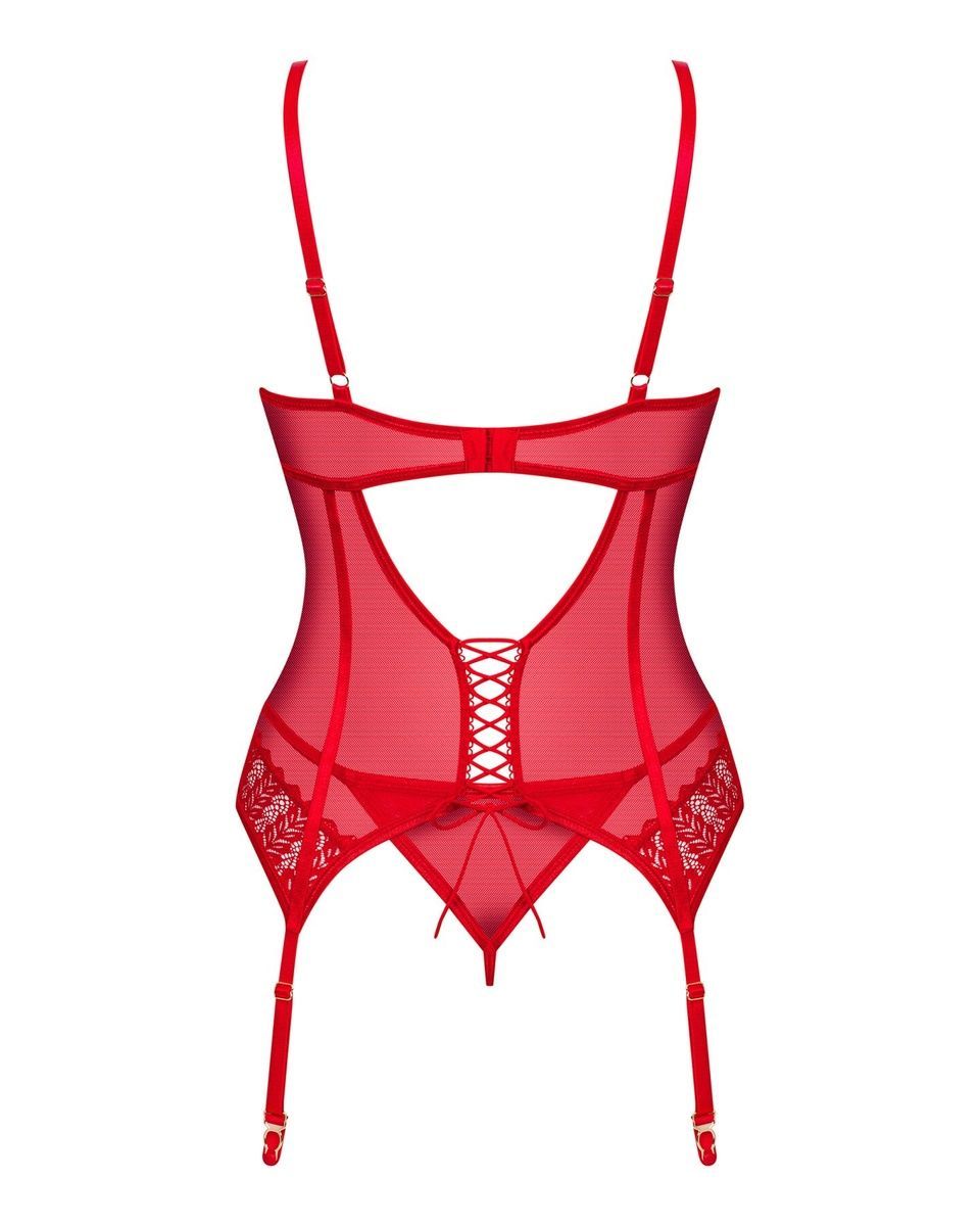Комплект корсет и стринги Obsessive Ingridia corset & thong , красный, XS/S