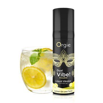 Жидкий вибратор Orgie Dual Vibe! Lemon Gin And Tonic Kissable Liquid Vibrator, 15 мл
