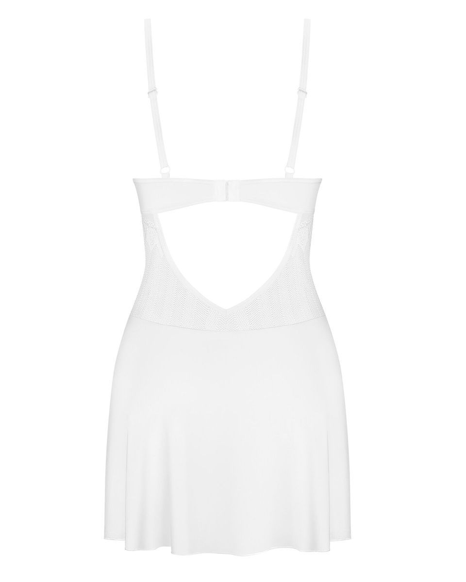Пеньюар Obsessive Alissium chemise & thong, кружевной лиф, стринги в комплекте, XS/S