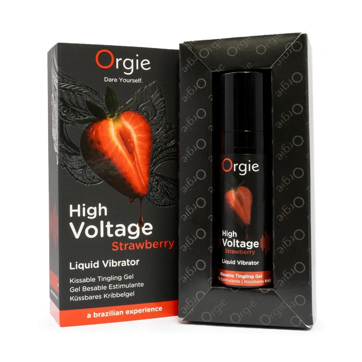 Рідкий вібратор Orgie High Voltage Strawberry, 15 мл, потужний, смак полуниці, підходить для оральних пестощів