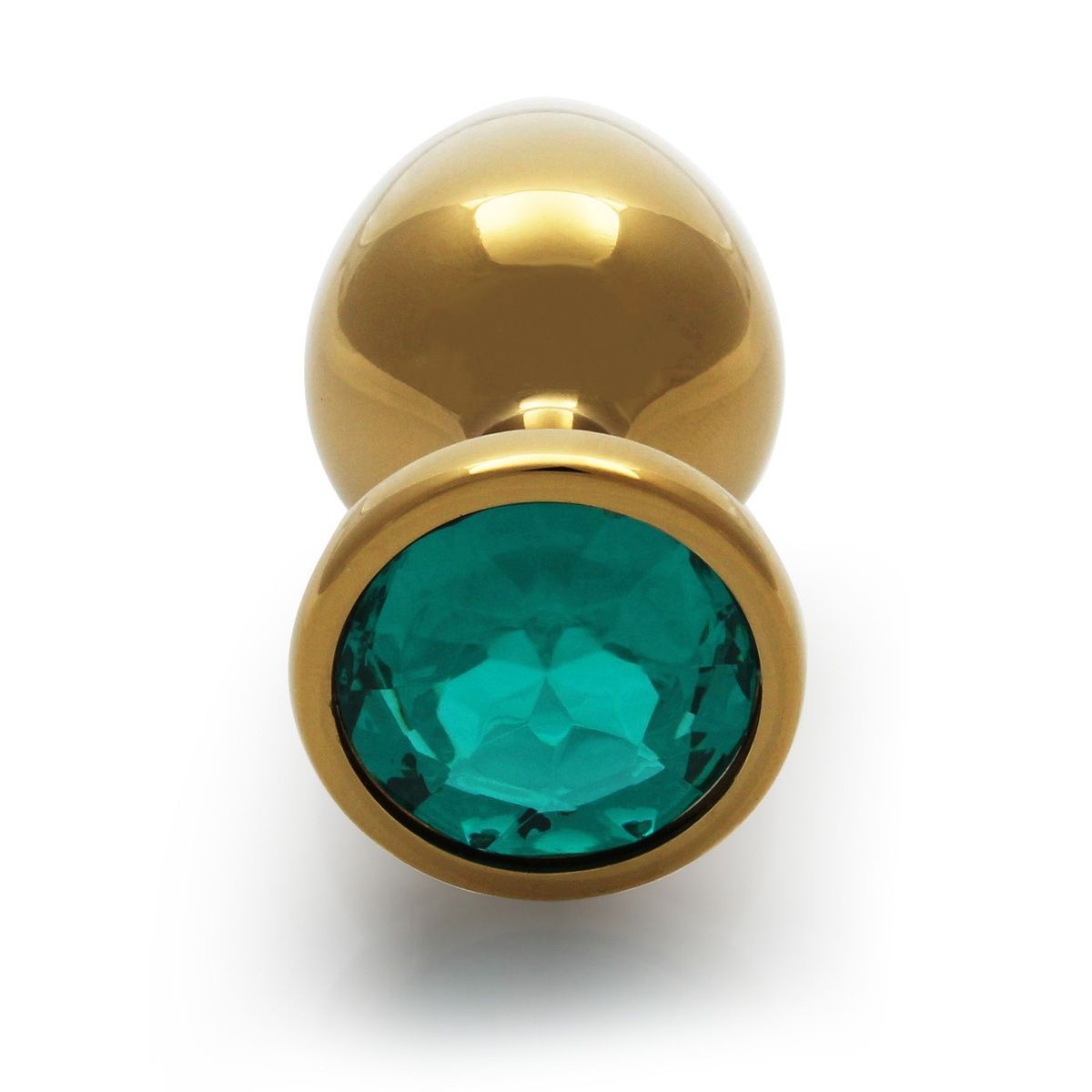Металлическая анальная пробка Round Gem, размер М цвет: золотистый/изумрудный Ouch!