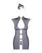 Еротичний костюм стюардеси Obsessive Stewardess 3 pcs grey L/XL, сірий, сукня, стрінги, пілотка
