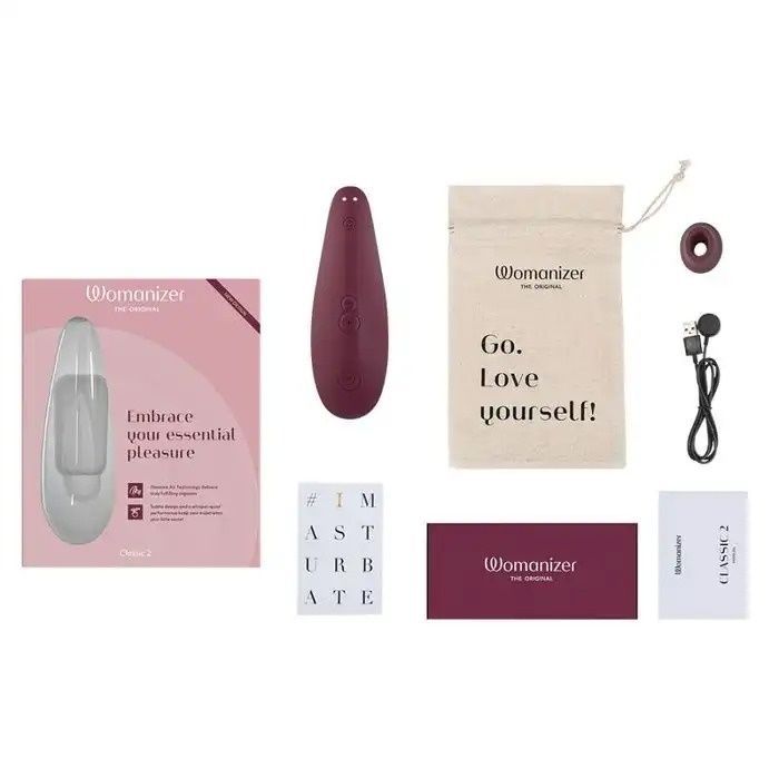 Вакуумный клиторальный стимулятор Womanizer Classic 2 - Bordeaux, 10 режимов, функция Afterglow