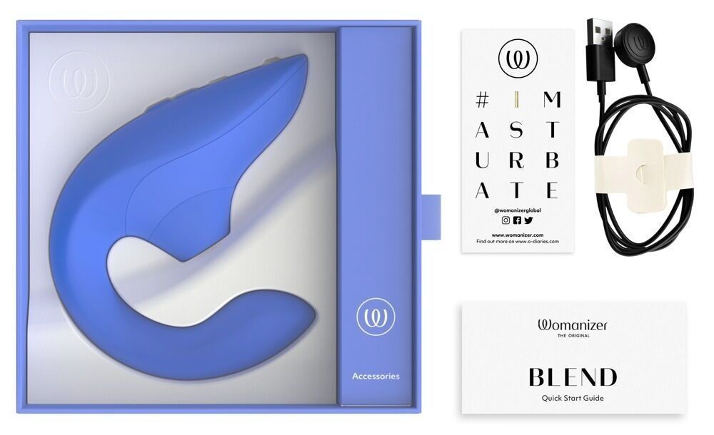 Вагинально-клиторальный стимулятор Womanizer Blend Vibrant Blue, вибрация + вакуум, 2 мотора