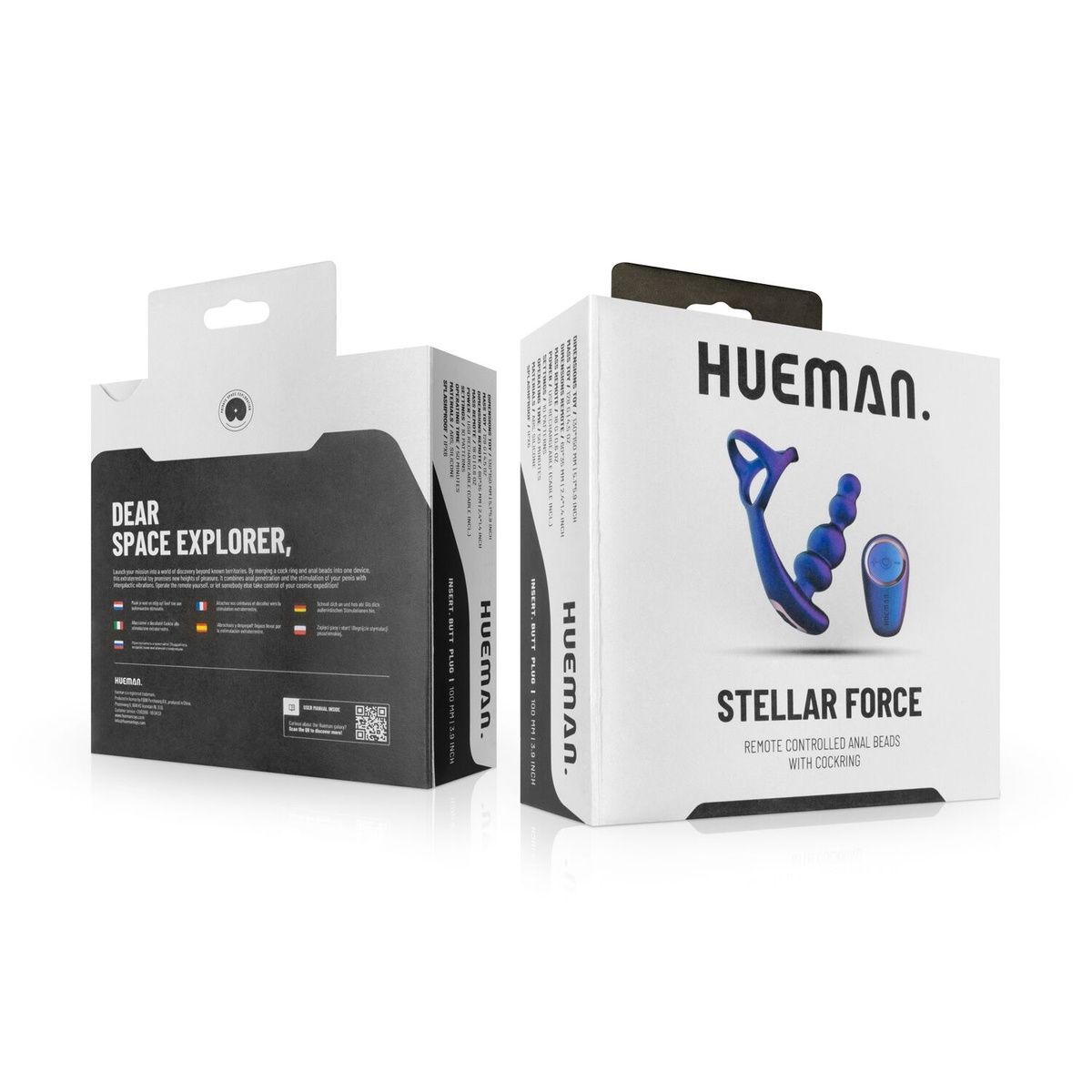 Анальный вибратор с эрекционным кольцом Hueman - Stellar Force Anal Beads with Cockring