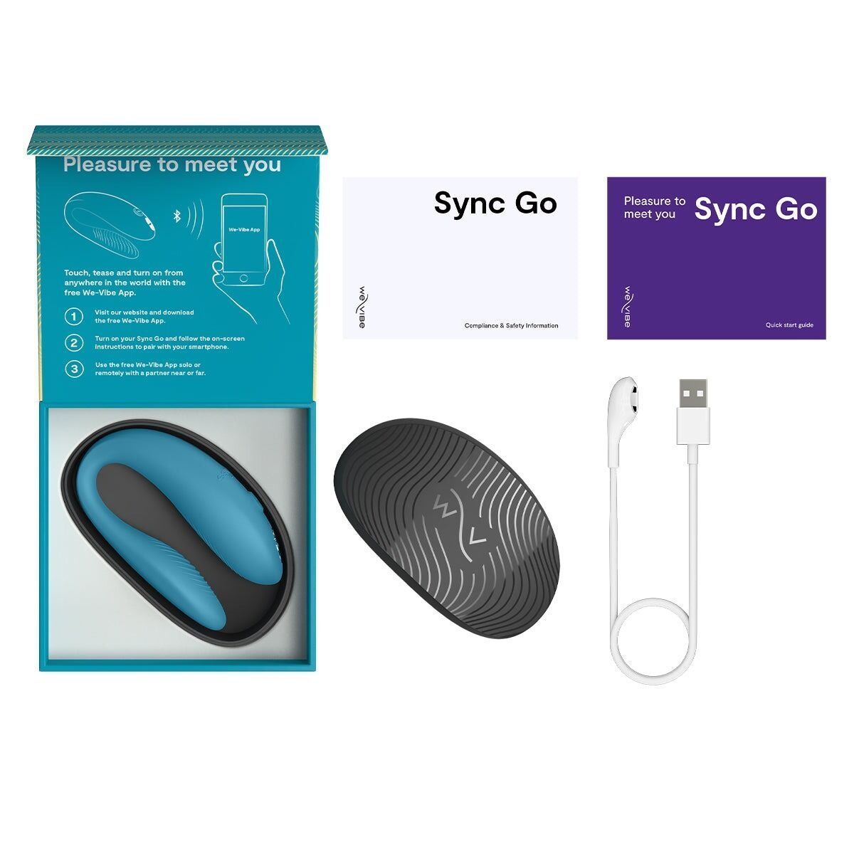 Смарт-вібратор для пар We-Vibe Sync GO Turquoise, тревел-кейс