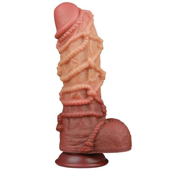 Фалоімітатор Dual-Layered Silicone Cock With Rope 10.5" Flesh