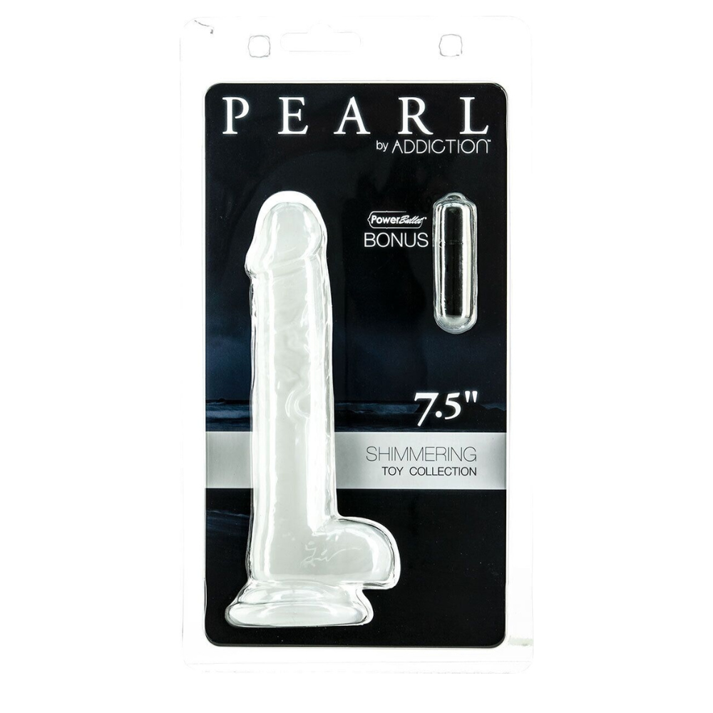 Жемчужный фаллоимитатор на присоске ADDICTION &mdash; Pearl by Addiction 7,5&Prime; Dong, вибропуля в подарок