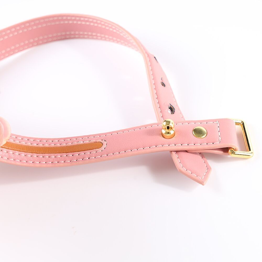 Ошейник с поводком LOCKINK SEVANDA Love Heart Butterfly Leather Collar Set, розовый, с бантом
