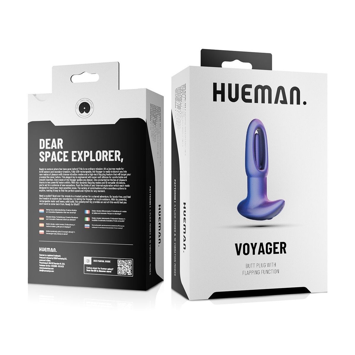 Анальная пробка с виброязычком Hueman - Voyager Butt Plug With Tapping