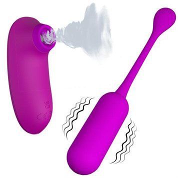 Виброяйцо с клиторальным стимулятором Pretty Love Curupira Multifunctional 2 in 1 Purple