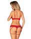 Комплект Obsessive Ingridia 2-pcs crotchless set XL/2XL, красный, с доступом, открытая грудь