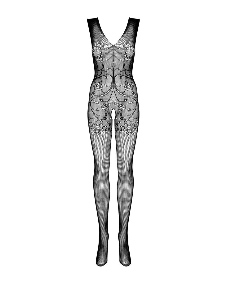 Бодистокинг Obsessive Bodystocking F234 S/M/L, абстрактный рисунок, глубокое декольте
