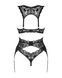 Комплект белья Obsessive Donna Dream 3-pcs set Black, бюстгальтер, стринги, пояс для чулок, XS/S