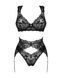 Комплект белья Obsessive Donna Dream 3-pcs set Black, бюстгальтер, стринги, пояс для чулок, XS/S