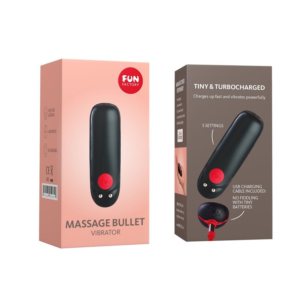 Вибропуля Fun Factory Massage BULLET, черная, диаметр 2,5 см, 3 скорости, 3 рисунка вибрации