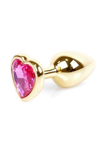 Анальна пробка Jewellery Gold Heart Plug Pink