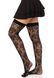 Чулки Leg Avenue Wild rose net thigh highs, One Size, черные, широкая резинка, рисунок-розы