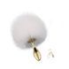 Металева анальна пробка Кролячий хвост LOCKINK SEVANDA White Bunny-Tail Anal Pear-shape Plug, S