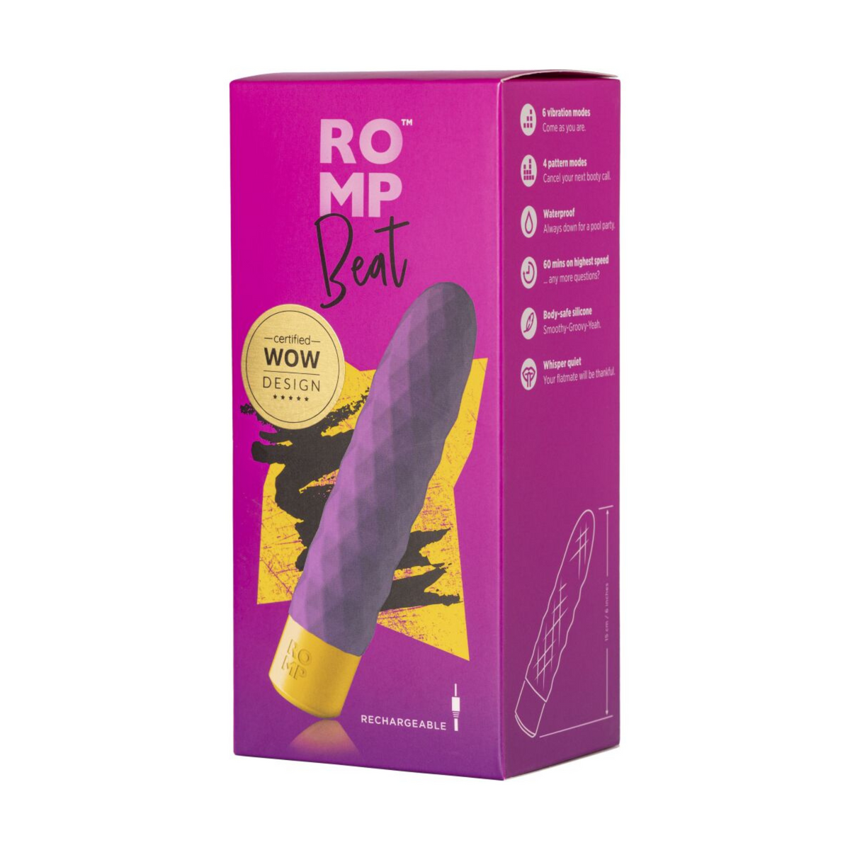 Мини-вибратор Romp Beat, 4 вибро-паттерна, 6 уровней интенсивности