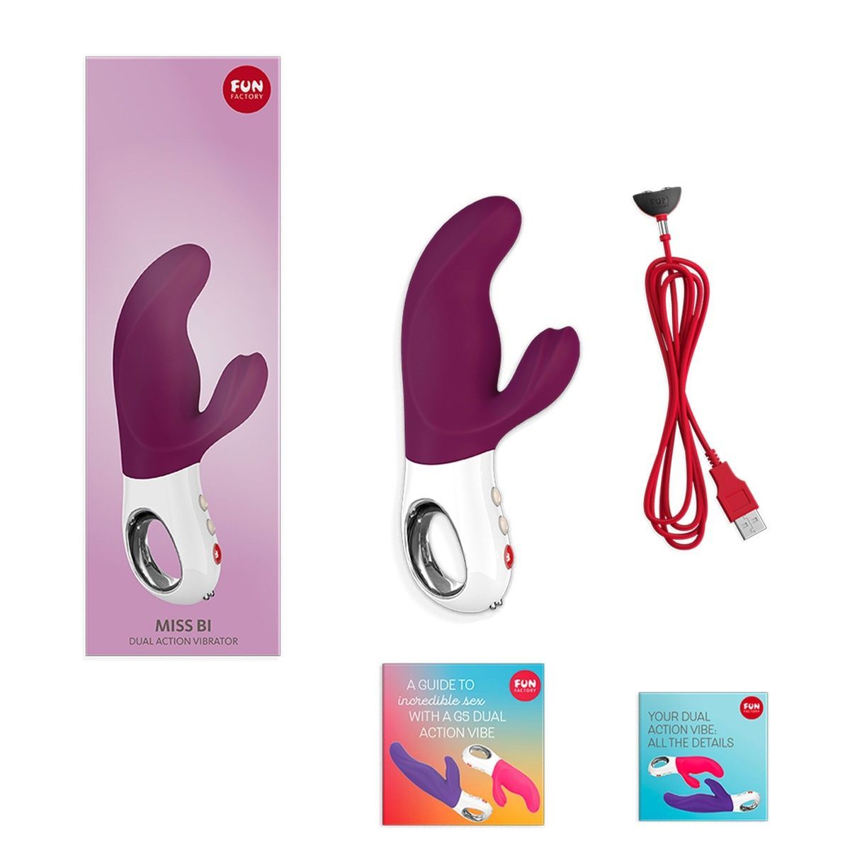 Вибратор-кролик Fun Factory MISS BI grape/white, 2 независимых мотора, диаметр 4,2 см