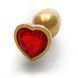 Металлическая анальная пробка Heart Gem, размер S цвет: золотистый/красный Ouch!